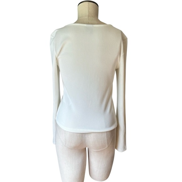 Vero Moda White VMTYRA Hook Ribbed Cardigan Long Sleeve Trim Detail Sz S - Picture 2 of 11